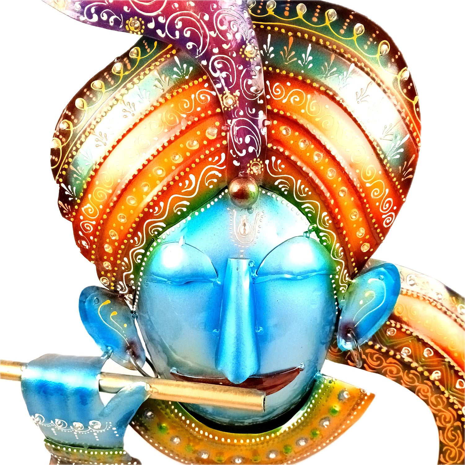 Krishna Idol | Big Lord Krishna Statue | Decorative Krishna Face Murti Showpiece -for Home, Puja Room, Table Decor, Living Room, Office Desk & Gift - apkamart