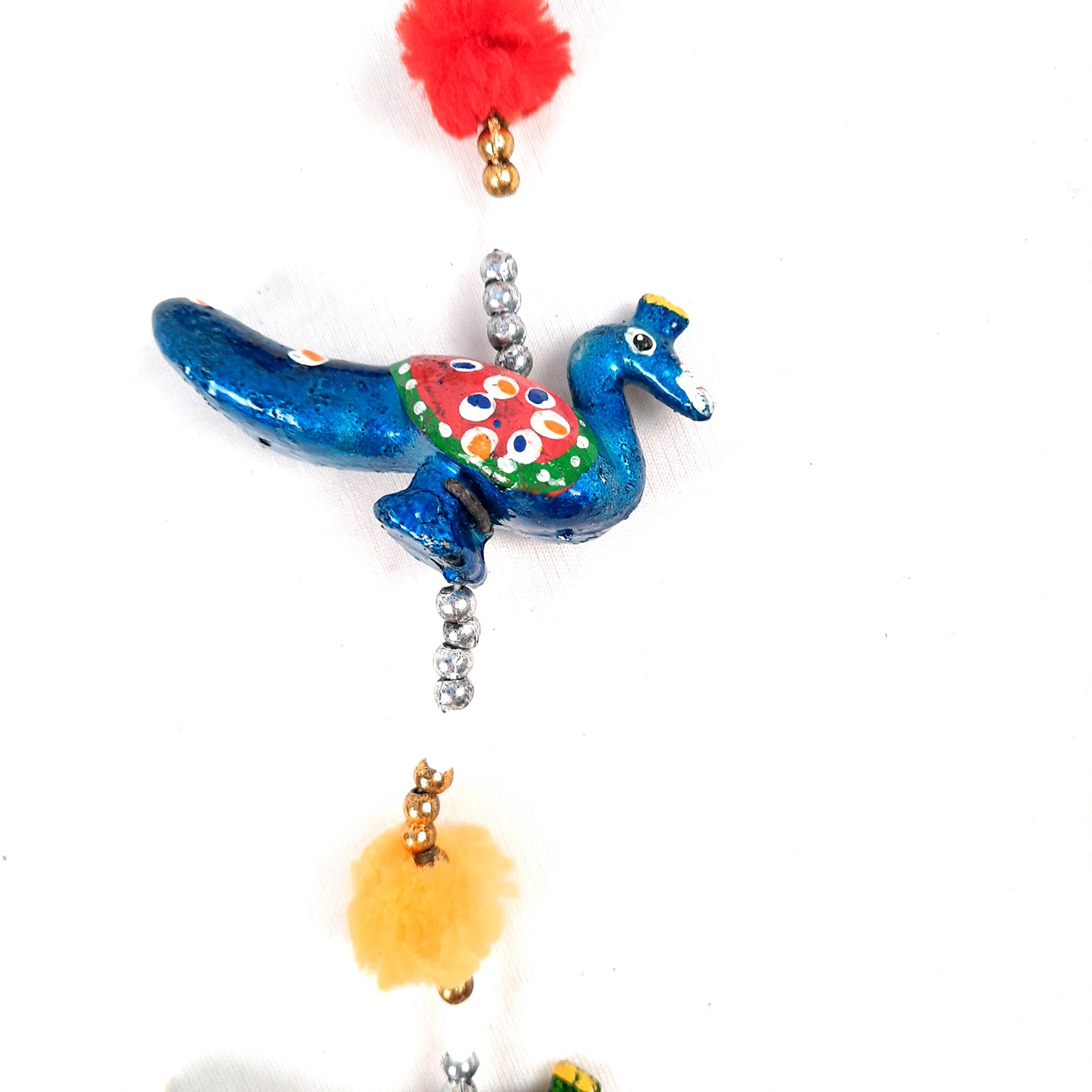 Latkan Toran Wall Hanging | Traditional Hangings with Bells - 5 Camel Design - for Main Door, Entrance, Living Room, Home & Diwali Decoration - 32 Inch - apkamart #style_Peacock