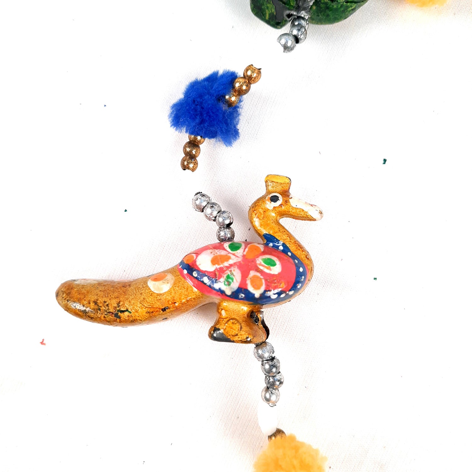 Latkan Toran Wall Hanging | Traditional Hangings with Bells - 5 Camel Design - for Main Door, Entrance, Living Room, Home & Diwali Decoration - 32 Inch - apkamart #style_Peacock