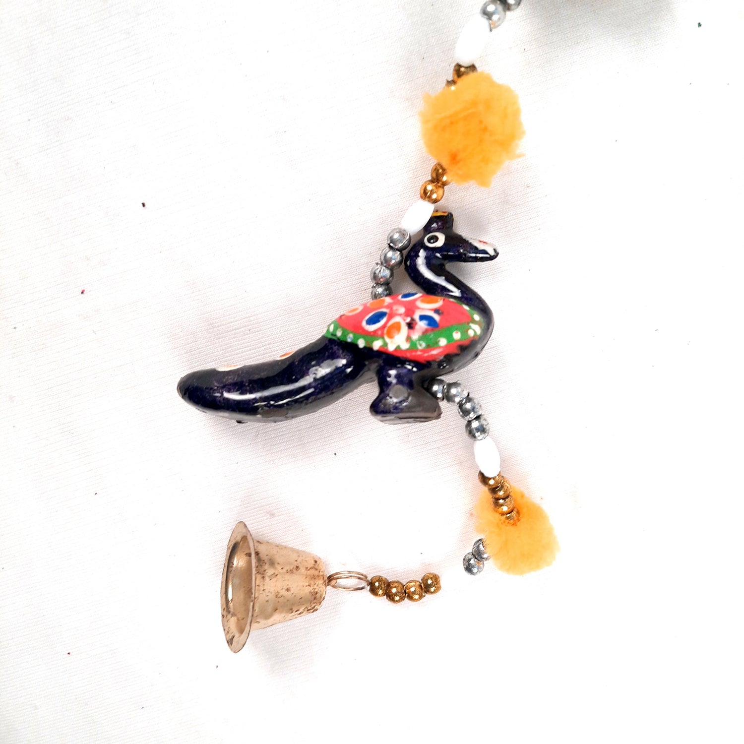 Latkan Toran Wall Hanging | Traditional Hangings with Bells - 5 Camel Design - for Main Door, Entrance, Living Room, Home & Diwali Decoration - 32 Inch - apkamart #style_Peacock