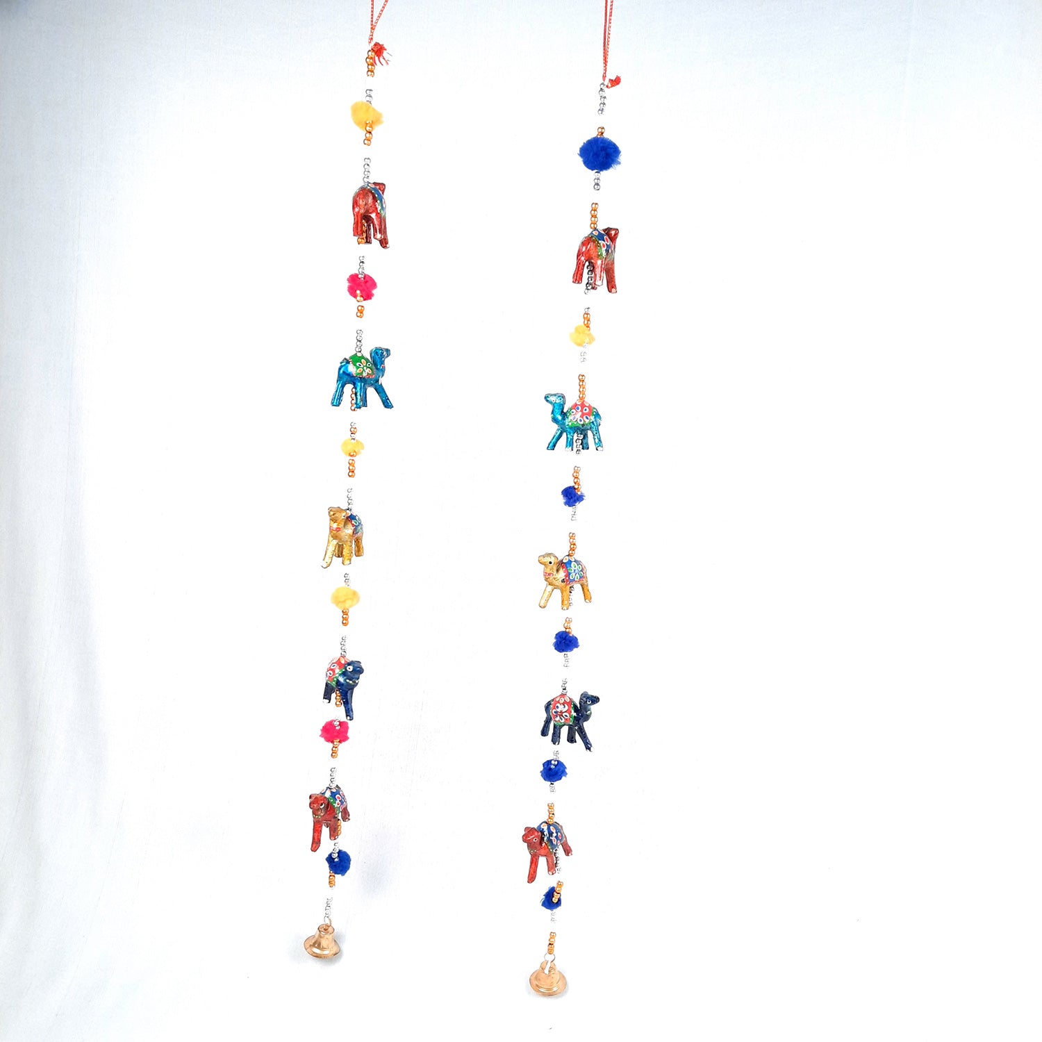 Latkan Toran Wall Hanging | Traditional Hangings with Bells - 5 Camel Design - for Main Door, Entrance, Living Room, Home & Diwali Decoration - 32 Inch - apkamart #style_Camel