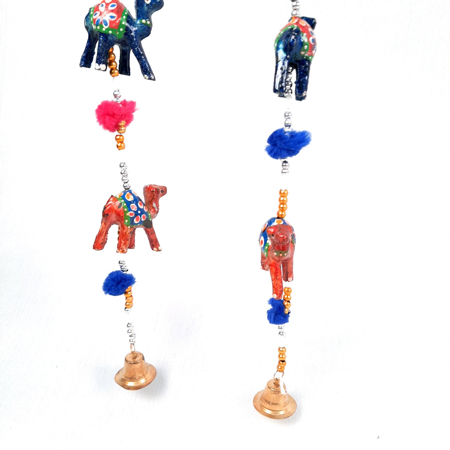 Latkan Toran Wall Hanging | Traditional Hangings with Bells - 5 Camel Design - for Main Door, Entrance, Living Room, Home & Diwali Decoration - 32 Inch - apkamart #style_Camel