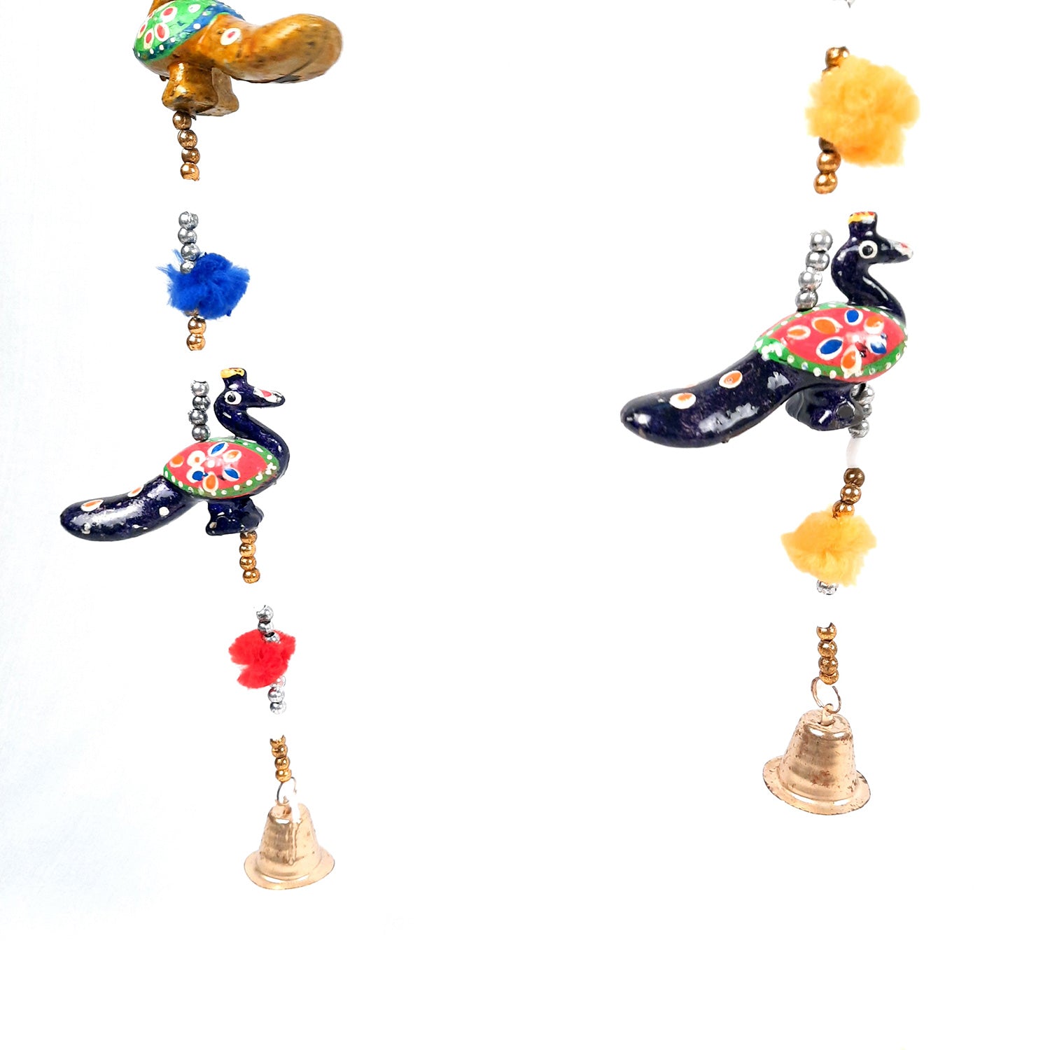 Latkan Toran Wall Hanging | Traditional Hangings with Bells - 5 Camel Design - for Main Door, Entrance, Living Room, Home & Diwali Decoration - 32 Inch - apkamart #Style_Peacock