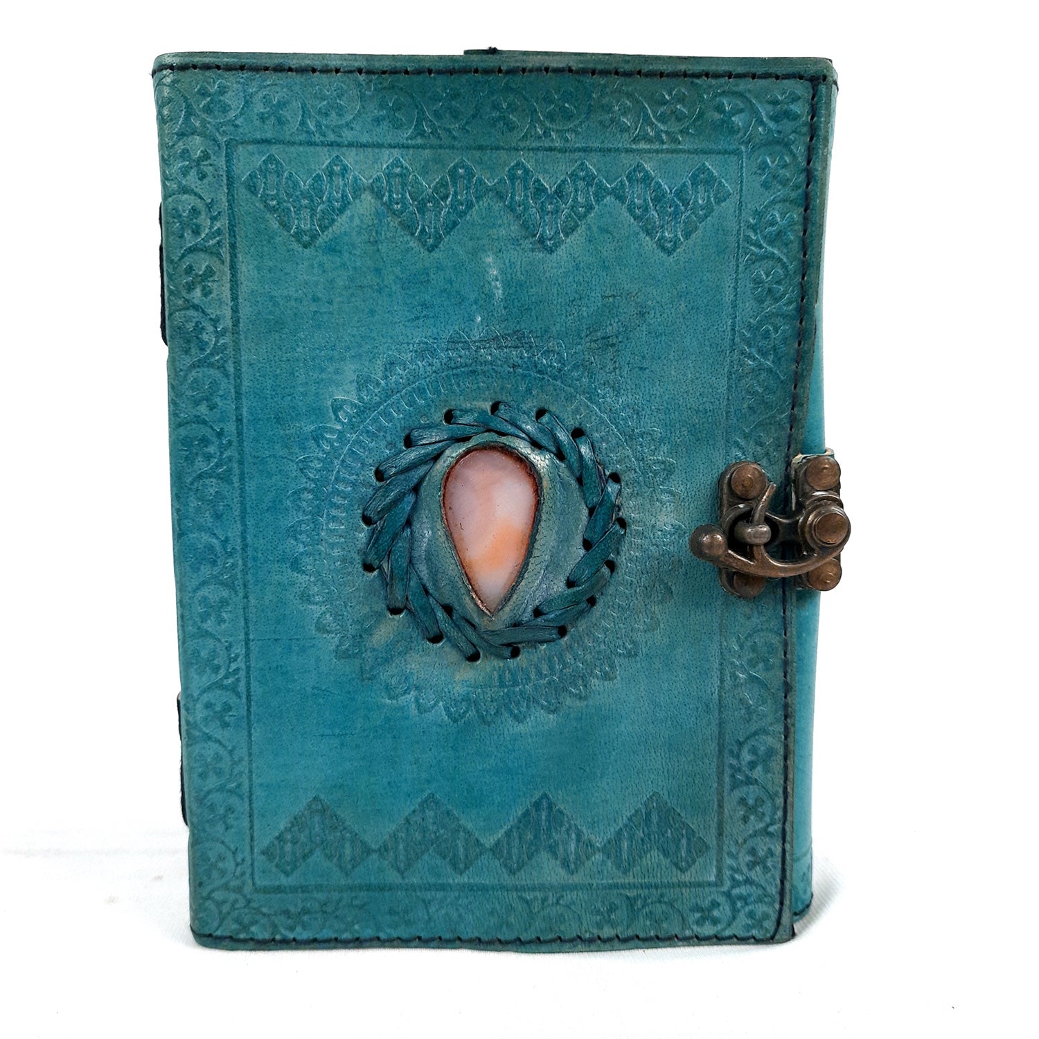 Leather Diary Vintage With Lock | Journal Notebook With Handmade Paper | Personal Traveller's Book, Sketchbook - for Writing, Table, Office, Desk, Study, Corporate Gifts | Gift for Him / Her - apkamart #Color_Blue 2