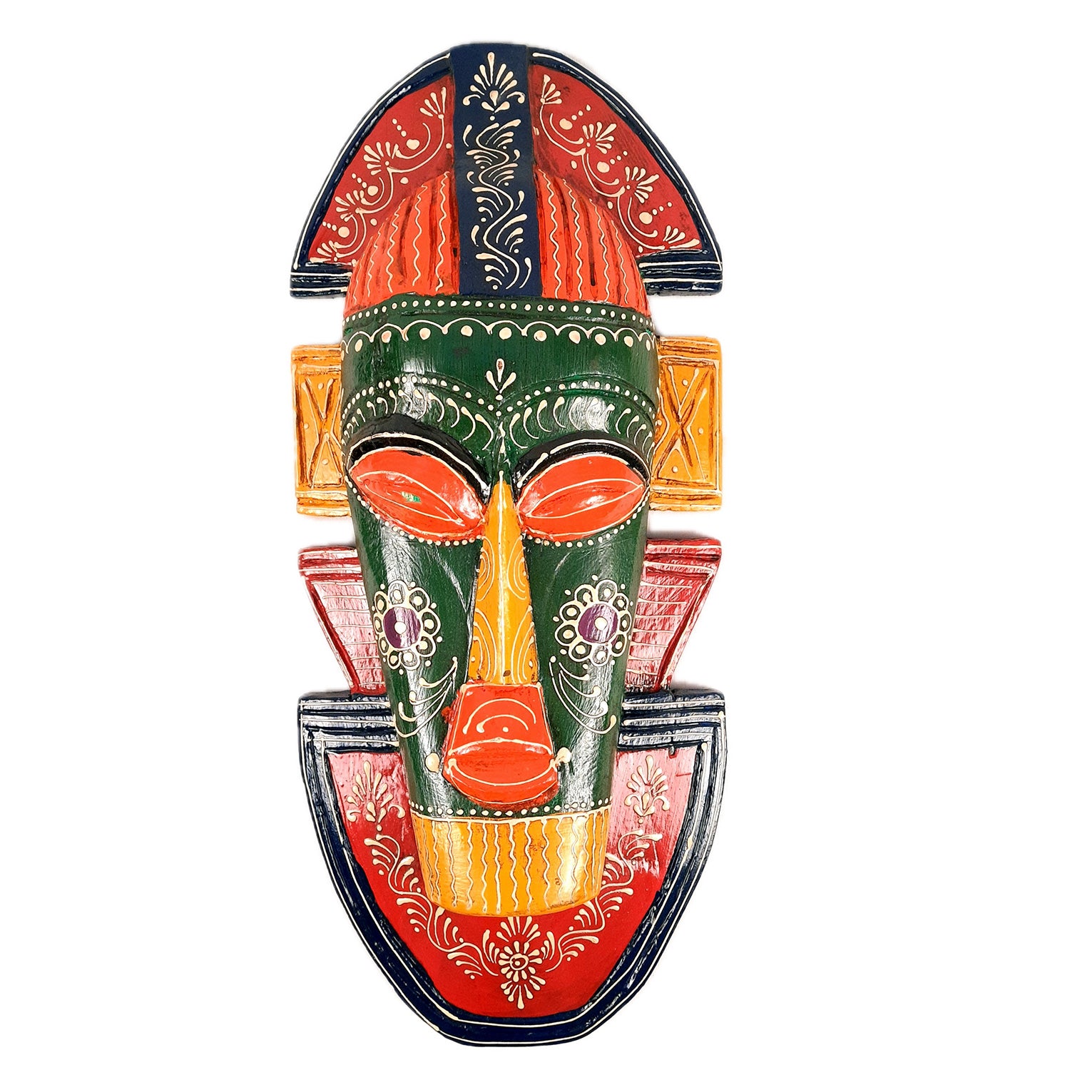 Tribal Mask Wall Hanging - For Wall Décor & Home Decoration - 20 Inch - ApkaMart #color_Green
