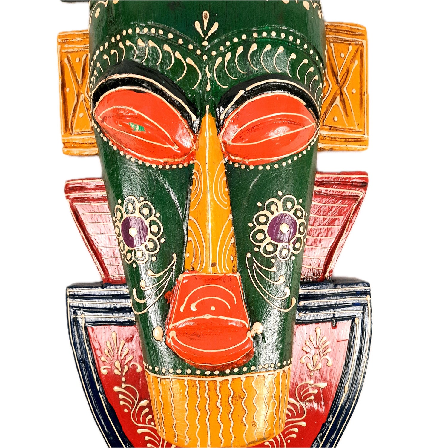 Tribal Mask Wall Hanging - For Wall Décor & Home Decoration - 20 Inch - ApkaMart #color_Green