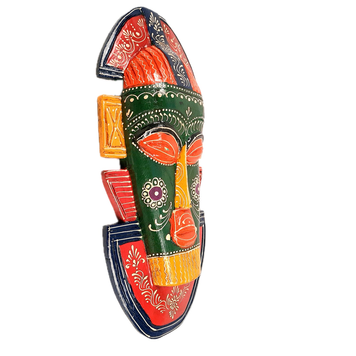 Tribal Mask Wall Hanging - For Wall Décor & Home Decoration - 20 Inch - ApkaMart #color_Green