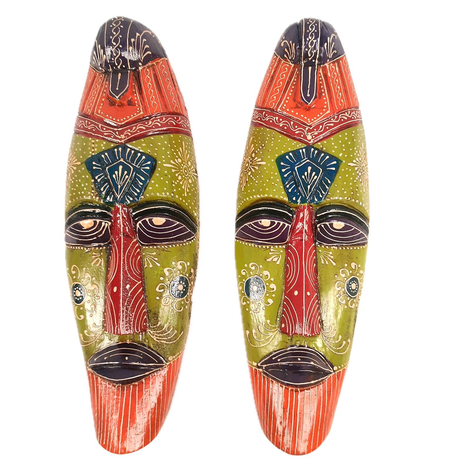 Mask Wall Hanging |Nazar Battu | Tribal Masks for Home Entrance & Living Room - for Home, Door, Hall-Way, Entrance, Balcony Decoration - 18 Inch - Apkamart #Style_Pack of 2