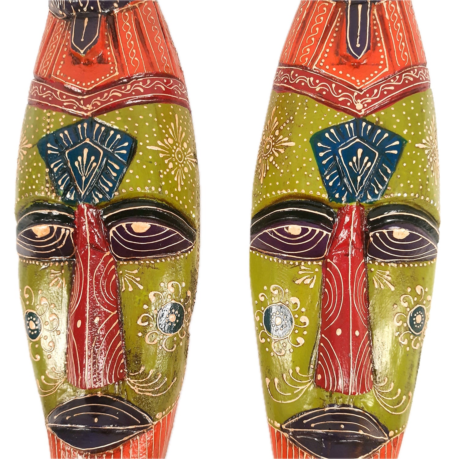 Mask Wall Hanging |Nazar Battu | Tribal Masks for Home Entrance & Living Room - for Home, Door, Hall-Way, Entrance, Balcony Decoration - 18 Inch - Apkamart #Style_Pack of 2