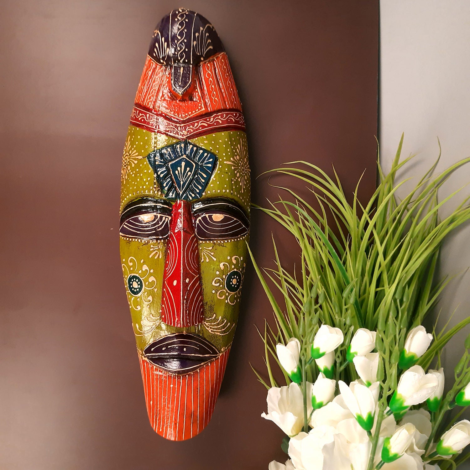 Mask Wall Hanging |Nazar Battu | Tribal Masks for Home Entrance & Living Room - for Home, Door, Hall-Way, Entrance, Balcony Decoration - 18 Inch - Apkamart #Style_Pack of 1