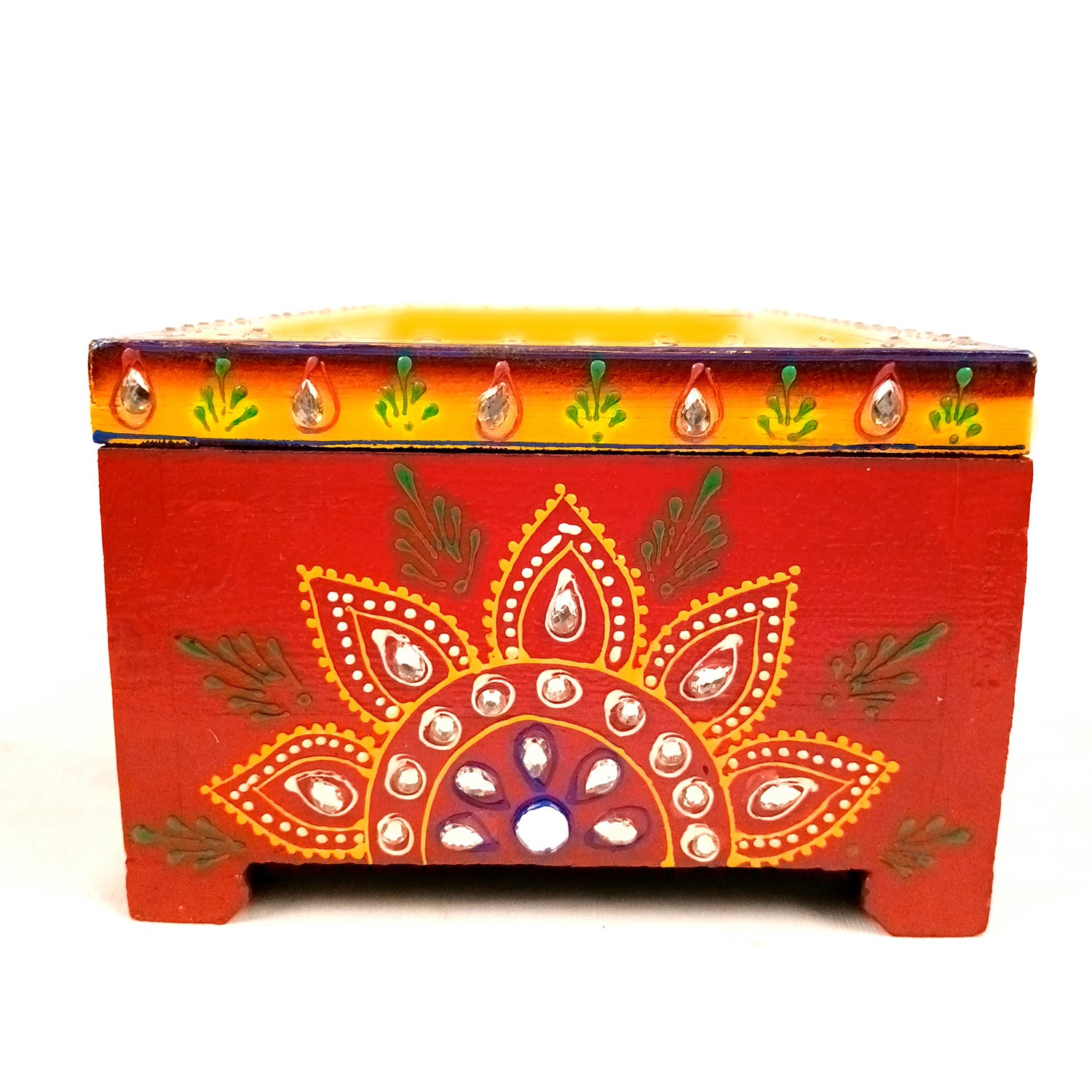 Napkin Holder With Ceramic Tiles | Tissue Paper Stand | Wooden Tissue Dispenser With Lid - For Home, Dining Table, Kitchen, Center Table Decor & Gift - 9 Inch - Apkamart #Style_Design 1