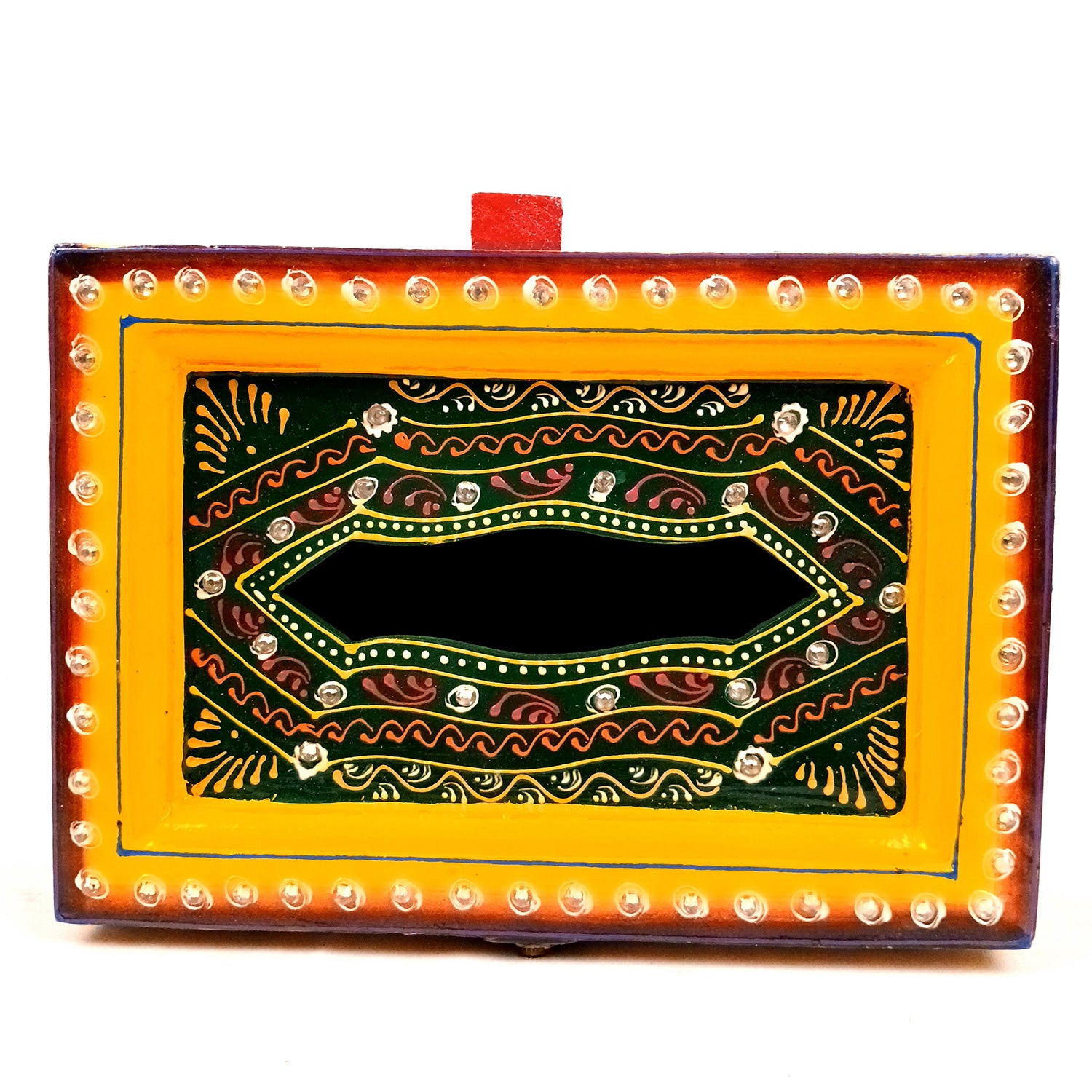 Napkin Holder With Ceramic Tiles | Tissue Paper Stand | Wooden Tissue Dispenser With Lid - For Home, Dining Table, Kitchen, Center Table Decor & Gift - 9 Inch - Apkamart #Style_Design 1