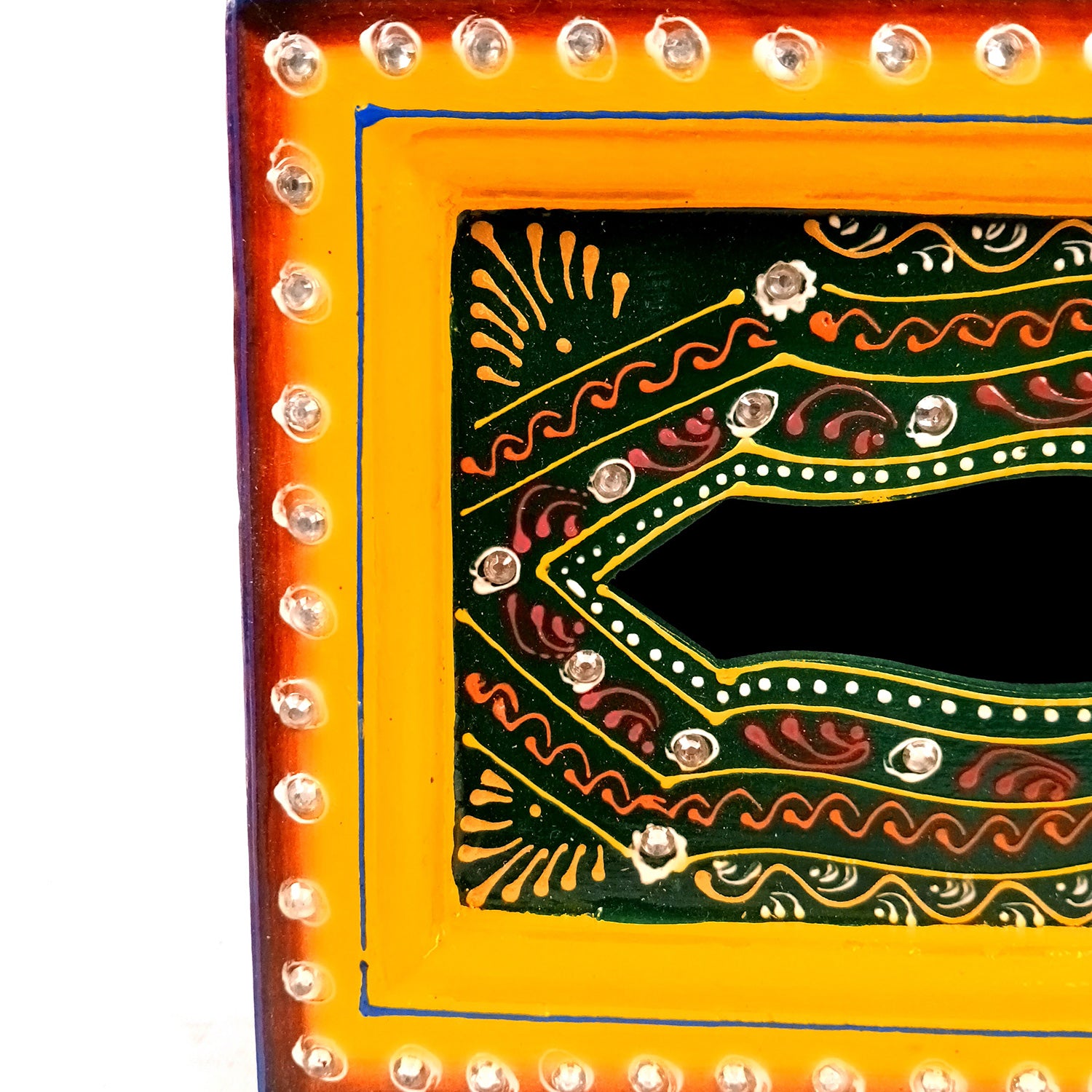 Napkin Holder With Ceramic Tiles | Tissue Paper Stand | Wooden Tissue Dispenser With Lid - For Home, Dining Table, Kitchen, Center Table Decor & Gift - 9 Inch - Apkamart #Style_Design 1