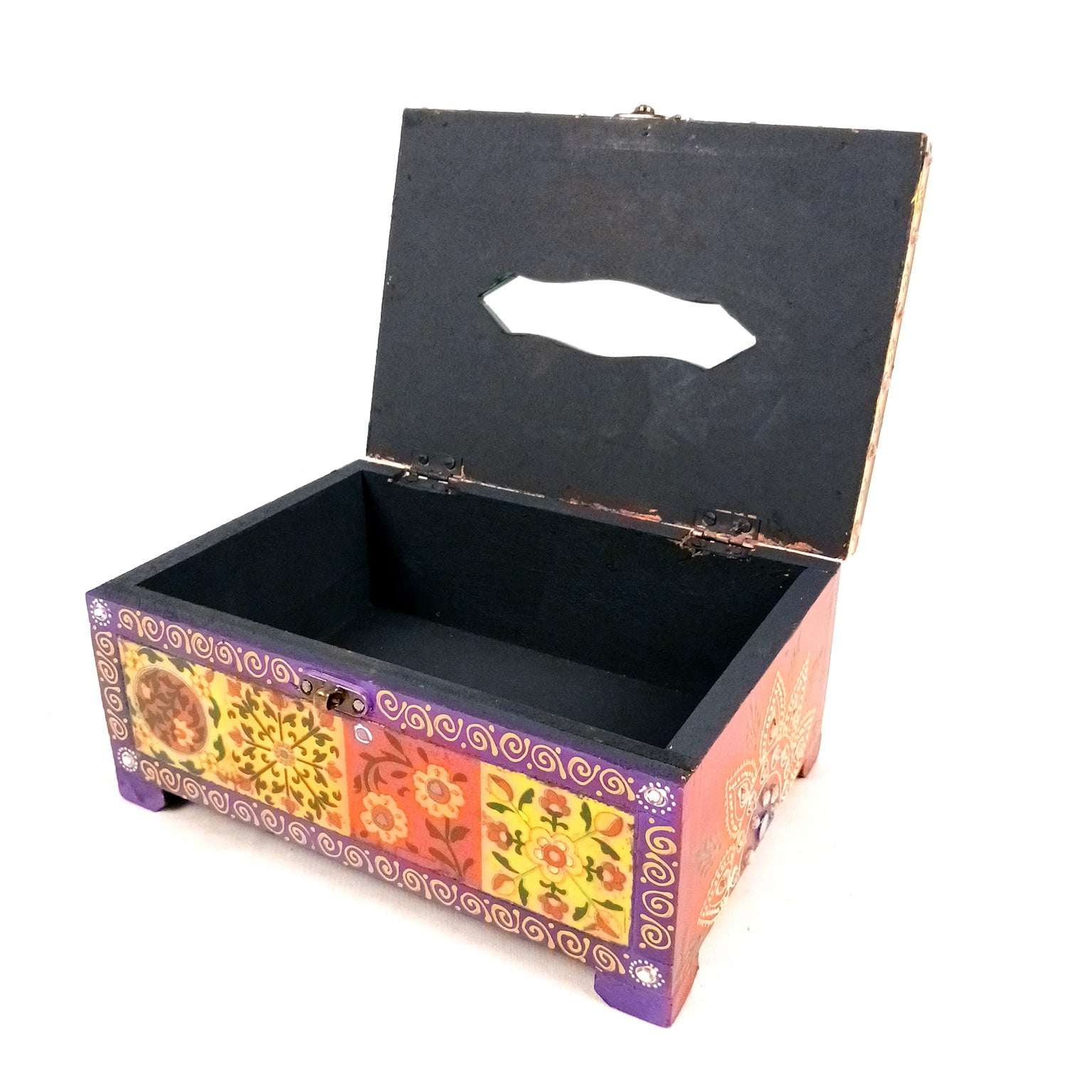 Napkin Holder With Ceramic Tiles | Tissue Paper Stand | Wooden Tissue Dispenser With Lid - For Home, Dining Table, Kitchen, Center Table Decor & Gift - 9 Inch - Apkamart #Style_Design 1