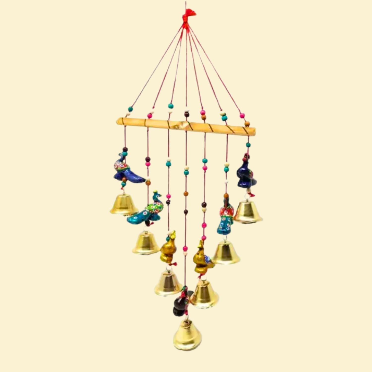 Latkan Toran Wall Hanging Set | Rajasthani Traditional Hangings with Bells - Peacock Design - For Main Door, Entrance, Wedding, Room, Home, Diwali Decoration - 26 Inch