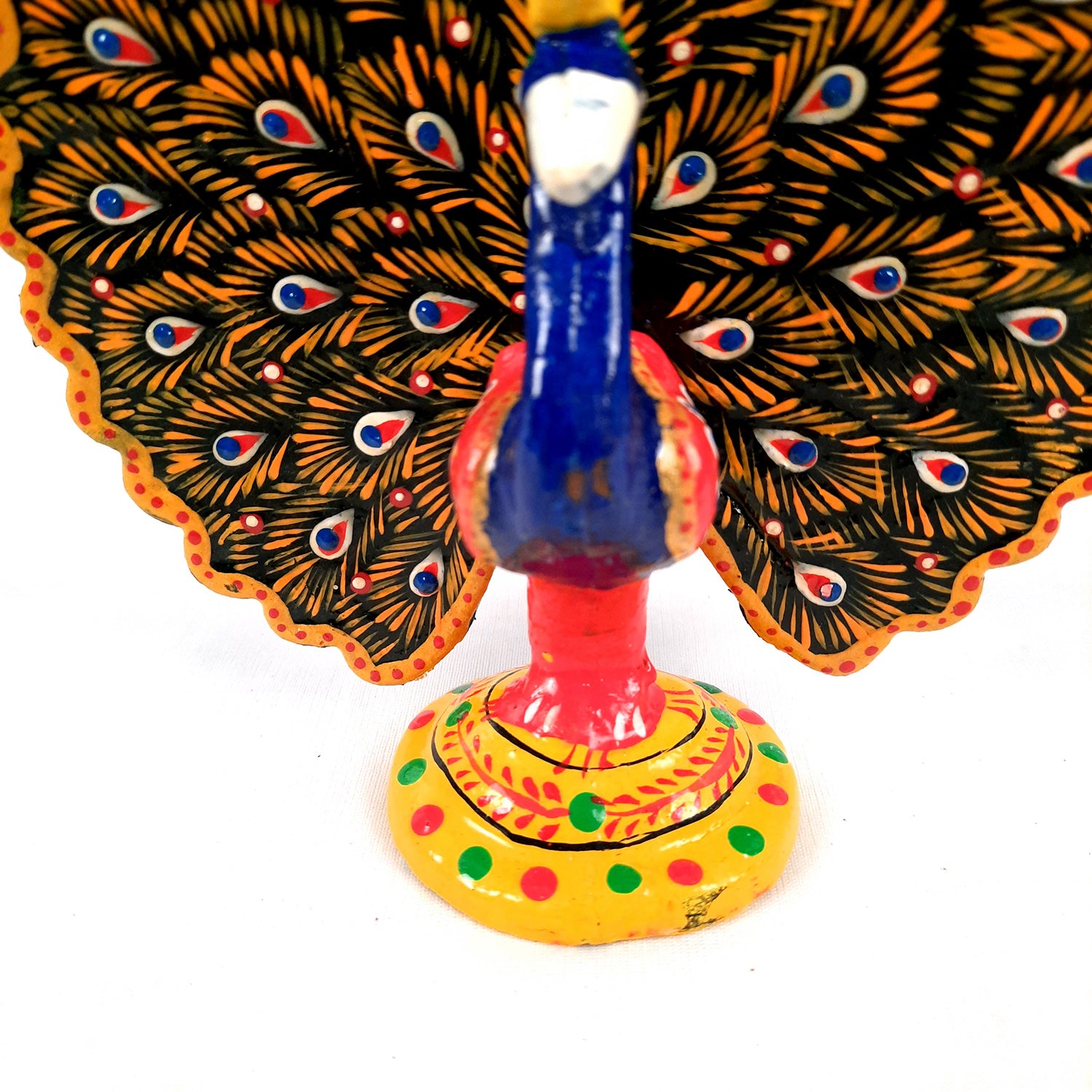 Dancing Peacock Showpiece Set | Wooden Peacock Statue | Animal Figurines - for Home, Table, Shelf, Living Room Decor, Gifts - 6 Inch - apkamart