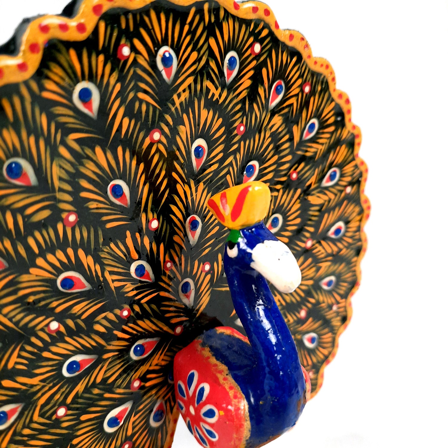 Dancing Peacock Showpiece Set | Wooden Peacock Statue | Animal Figurines - for Home, Table, Shelf, Living Room Decor, Gifts - 6 Inch - apkamart