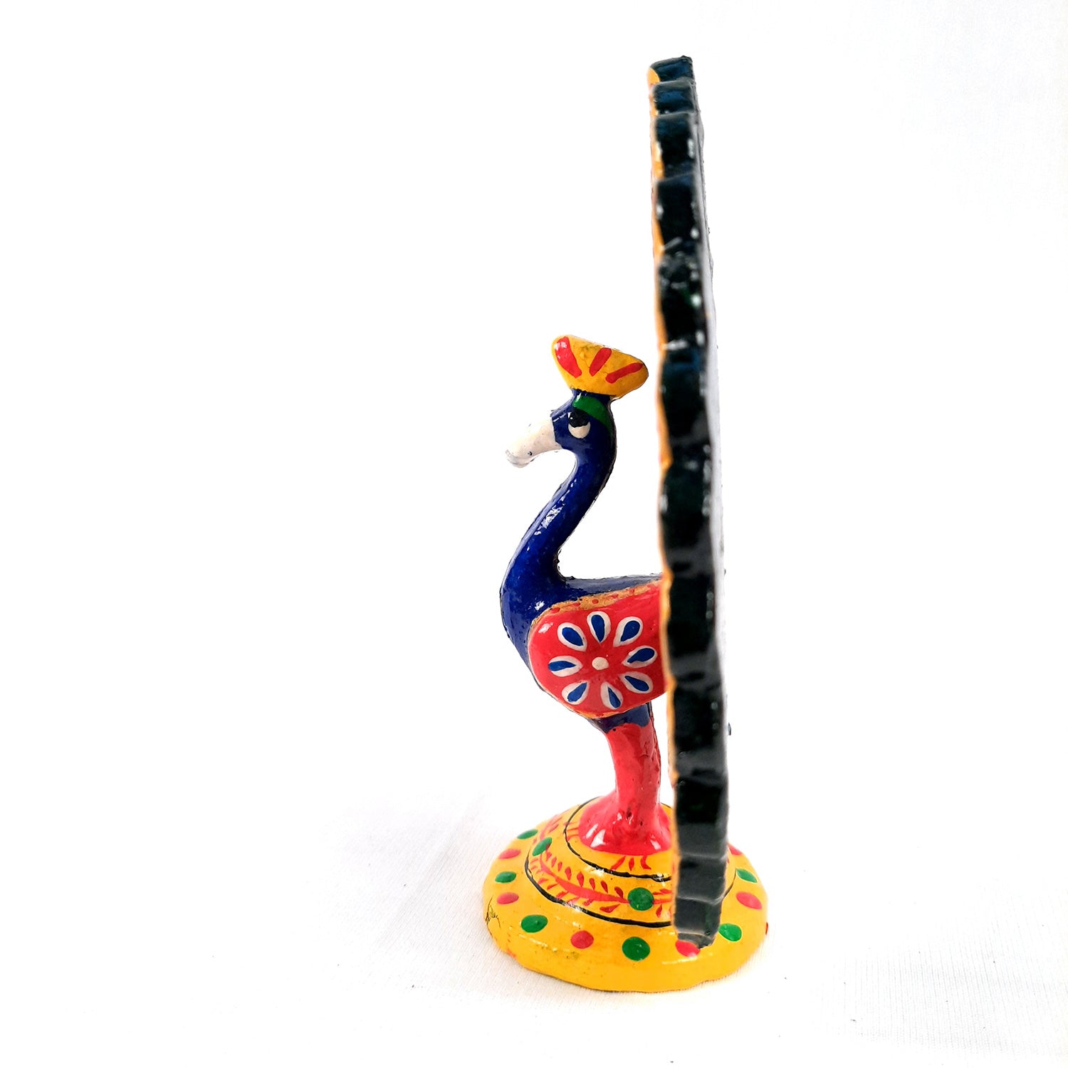 Dancing Peacock Showpiece Set | Wooden Peacock Statue | Animal Figurines - for Home, Table, Shelf, Living Room Decor, Gifts - 6 Inch - apkamart