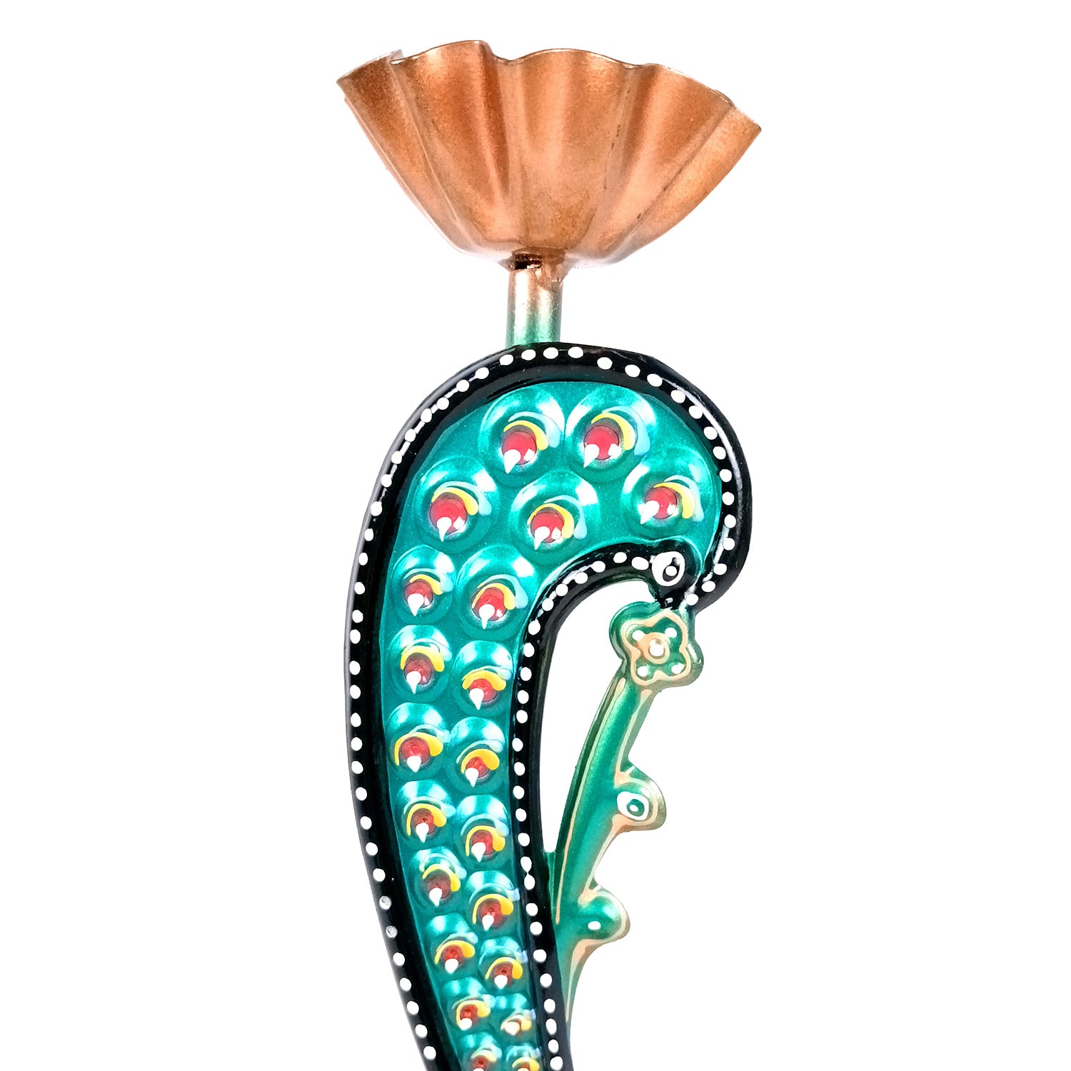 Peacock Tea Light Candle Holder | Candle Holders Stand With 4 Slots - For Home, Table, Living Room, Dining room, Bedroom Decor | For Diwali Decoration & Gifts - 16 Inch - Apkamart