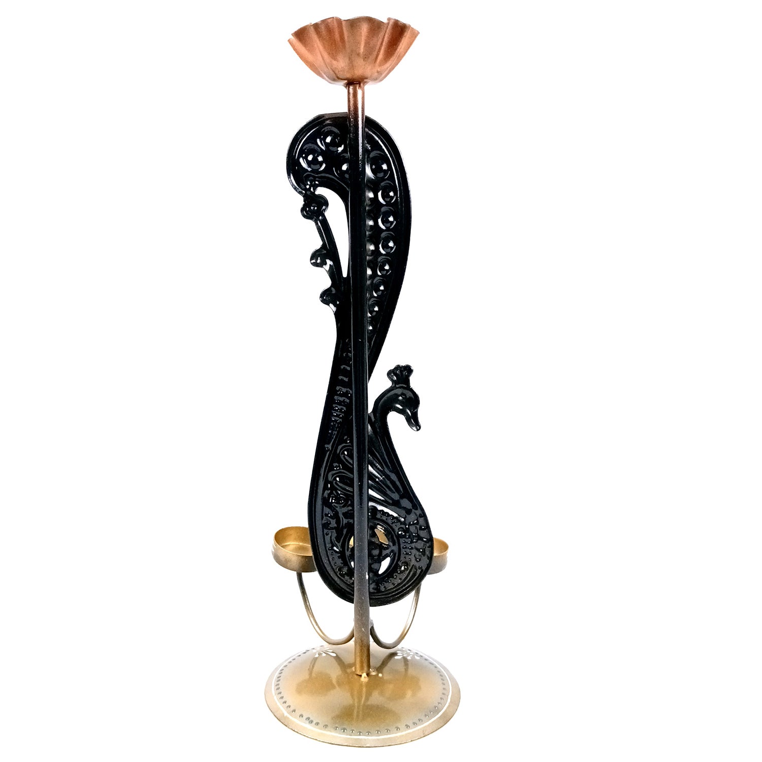 Peacock Tea Light Candle Holder | Candle Holders Stand With 4 Slots - For Home, Table, Living Room, Dining room, Bedroom Decor | For Diwali Decoration & Gifts - 16 Inch - Apkamart