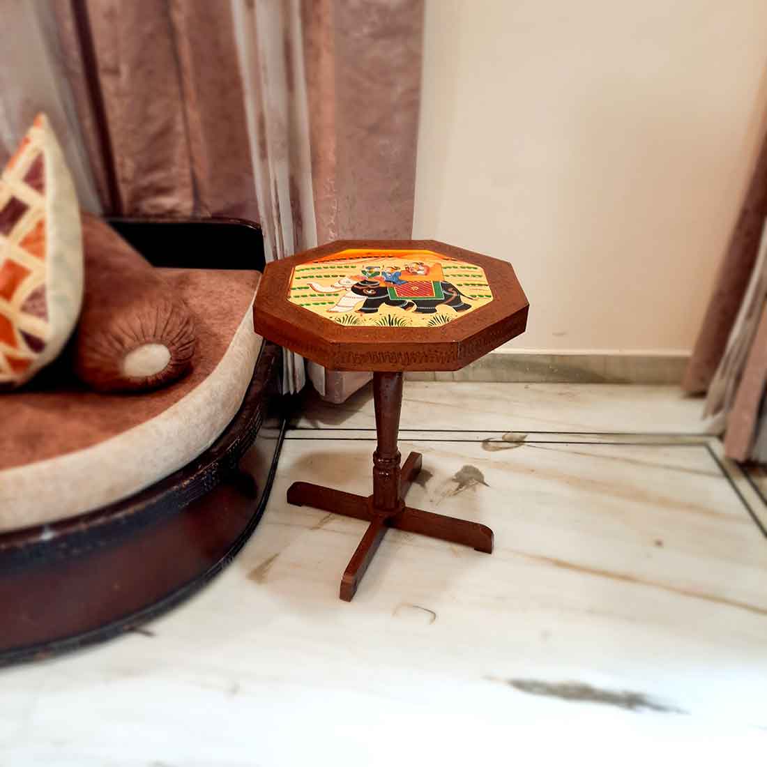End Tables Wooden | Side Table | Stool - for Living Room, Corner Decor, Home Decor & Gifts - 20 Inch - Apkamart
