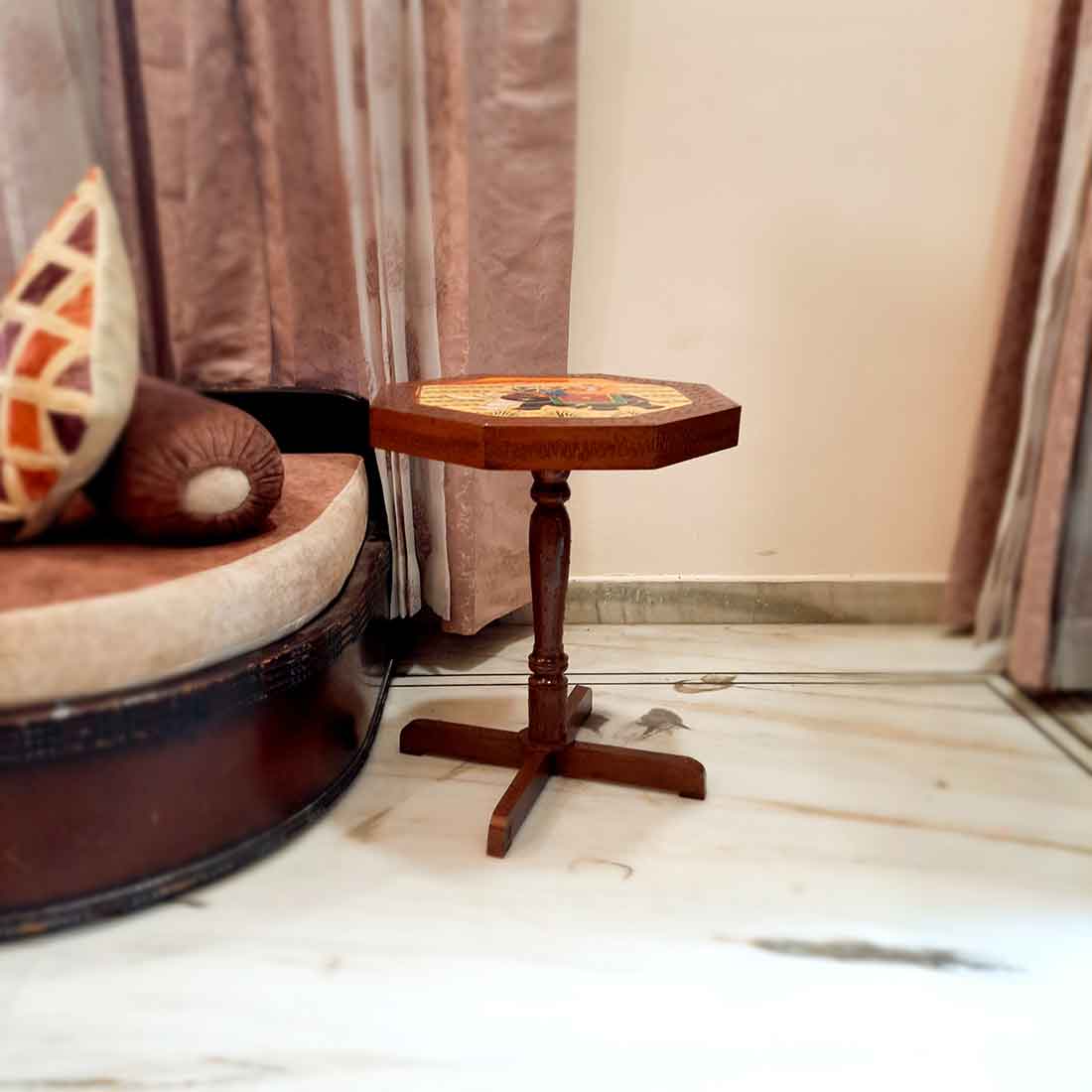 End Tables Wooden | Side Table | Stool - for Living Room, Corner Decor, Home Decor & Gifts - 20 Inch - Apkamart