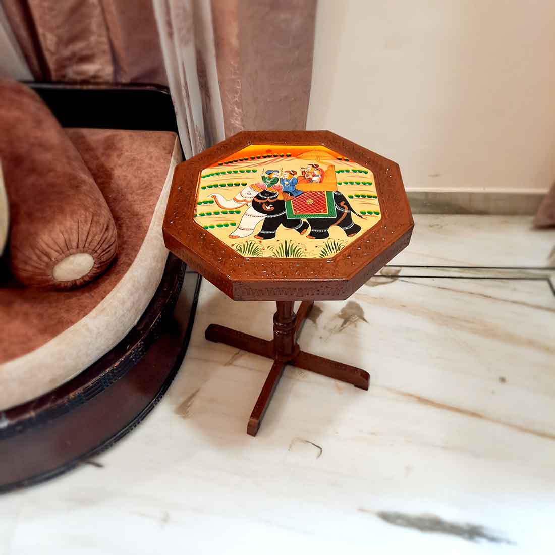 End Tables Wooden | Side Table | Stool - for Living Room, Corner Decor, Home Decor & Gifts - 20 Inch - Apkamart