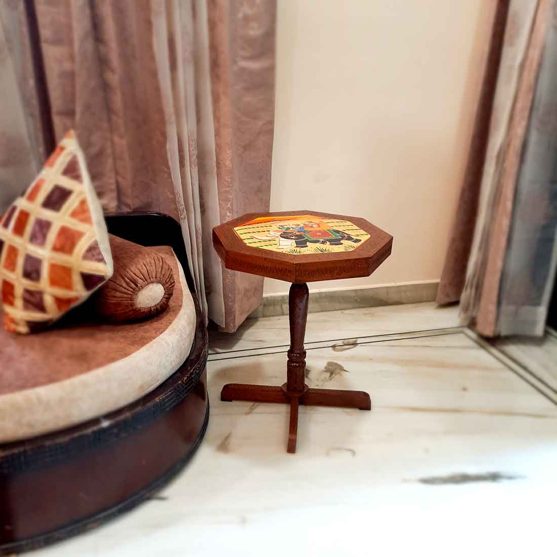 End Tables Wooden | Side Table | Stool - for Living Room, Corner Decor, Home Decor & Gifts - 20 Inch - Apkamart