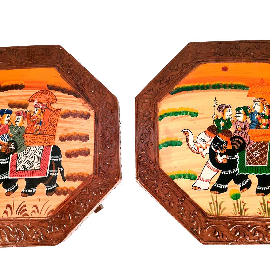 Wooden Side Table Set | End Table | Stool Set - for Living Room, Bedroom, Sofa Sides & Gifts - 15 Inch (Pack of 2) - Apkamart