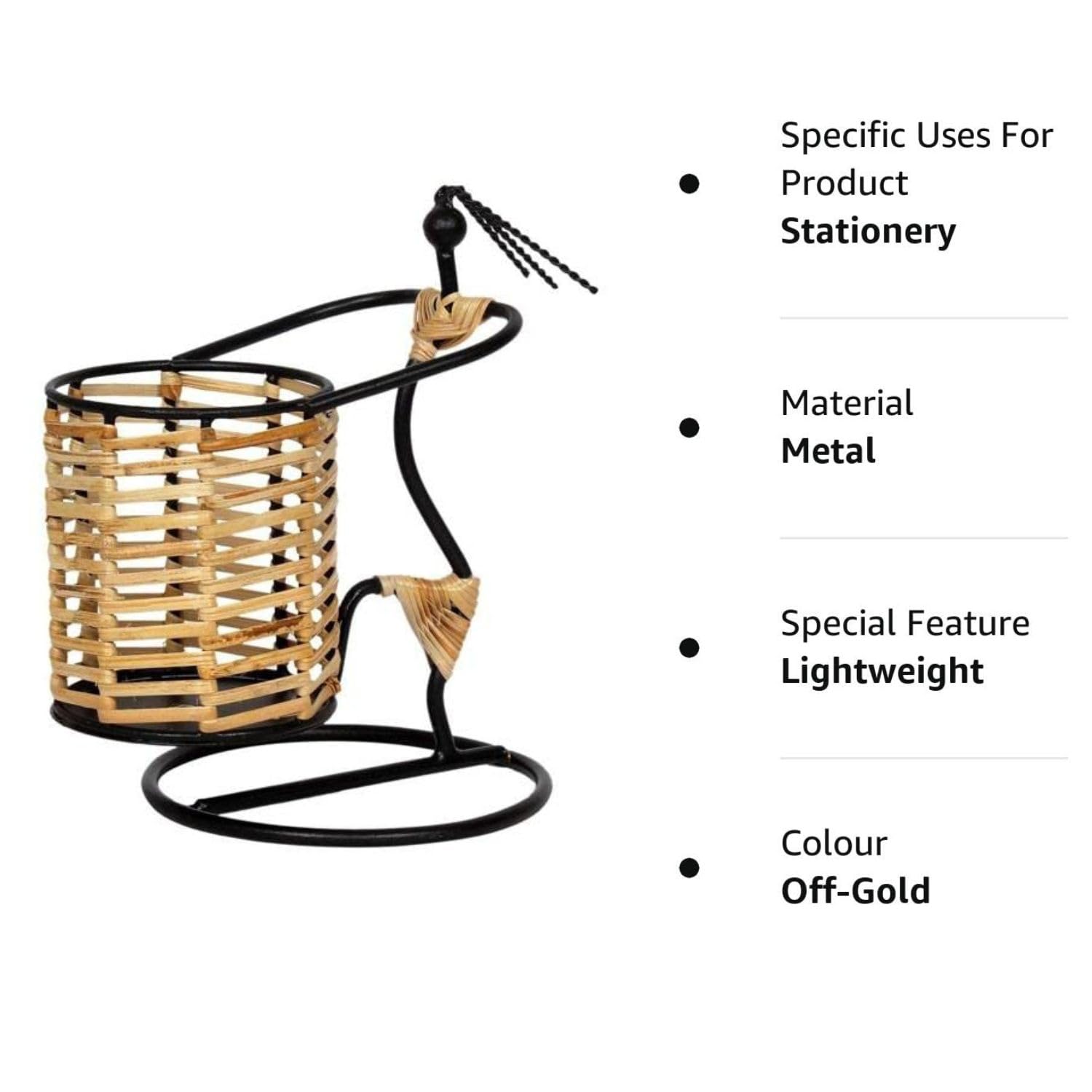 Pen Stand Cum Cutlery Holders - Lady Holding Basket Design | Multipurpose Organizers | Pencil Holder Stands - For Study Table, Desk, Stationary Gift, Home, Office Decor & Corporate Gifting - apkamart