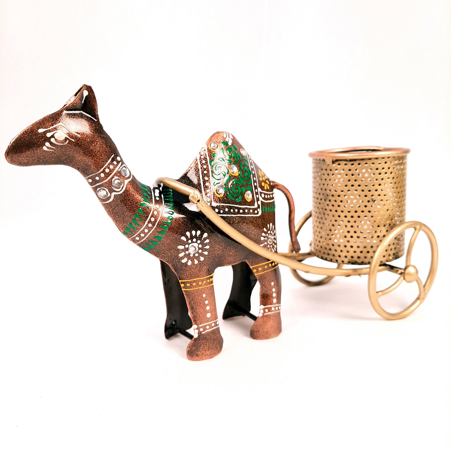 Pen Holder | Desk Organizer | Camel Cart Showpiece | Multipurpose Holders Stand - For Study Table, Desk Organizing, Home, Office Decor & Gifts - 11 Inch - Apkamart