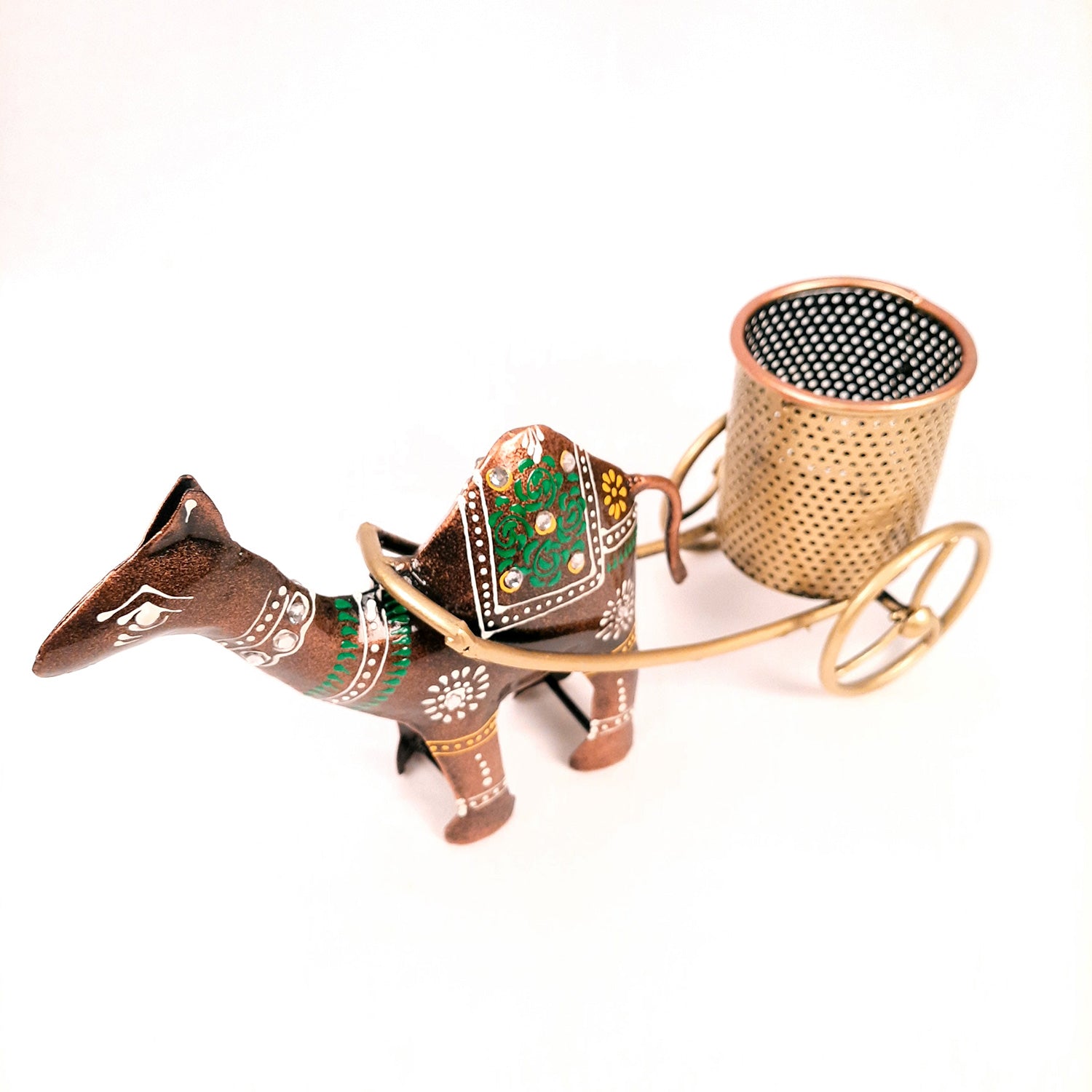 Pen Holder | Desk Organizer | Camel Cart Showpiece | Multipurpose Holders Stand - For Study Table, Desk Organizing, Home, Office Decor & Gifts - 11 Inch - Apkamart