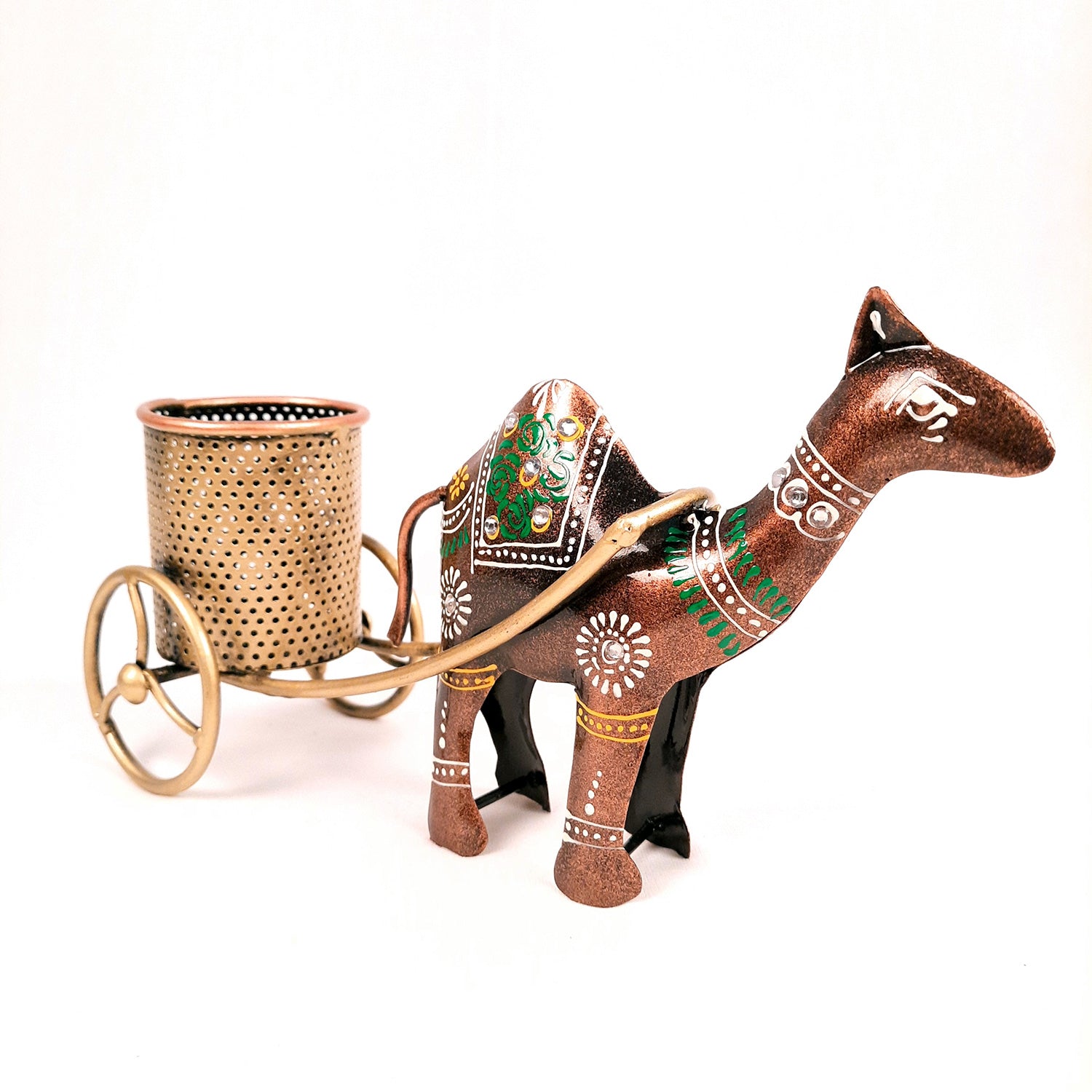 Pen Holder | Desk Organizer | Camel Cart Showpiece | Multipurpose Holders Stand - For Study Table, Desk Organizing, Home, Office Decor & Gifts - 11 Inch - Apkamart