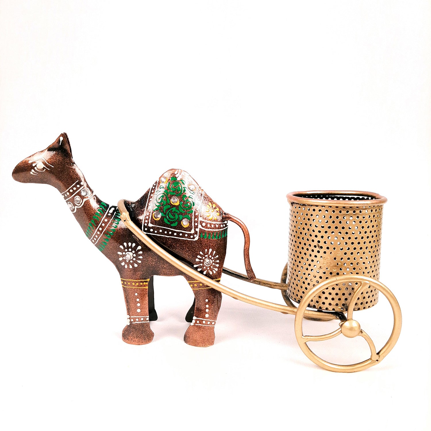 Pen Holder | Desk Organizer | Camel Cart Showpiece | Multipurpose Holders Stand - For Study Table, Desk Organizing, Home, Office Decor & Gifts - 11 Inch - Apkamart
