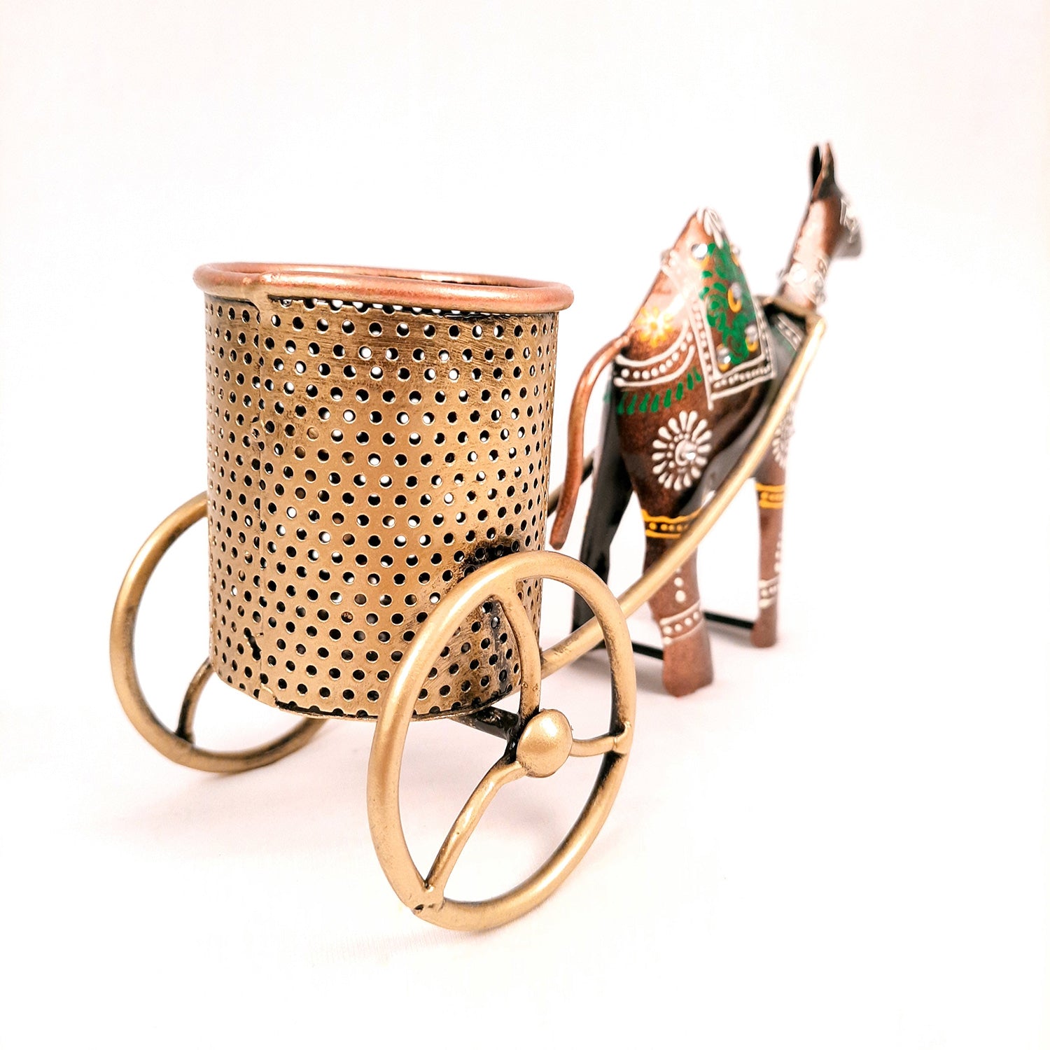 Pen Holder | Desk Organizer | Camel Cart Showpiece | Multipurpose Holders Stand - For Study Table, Desk Organizing, Home, Office Decor & Gifts - 11 Inch - Apkamart