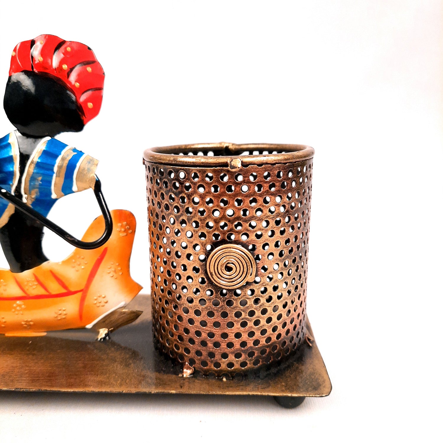 Pen Holder With Musician Showpiece | Desk Organizer | Multipurpose Holders Stand - For Stationary Gifts, Table, Desk Organizing, Home, Office Decor & Corporate Gifts - 7 Inch