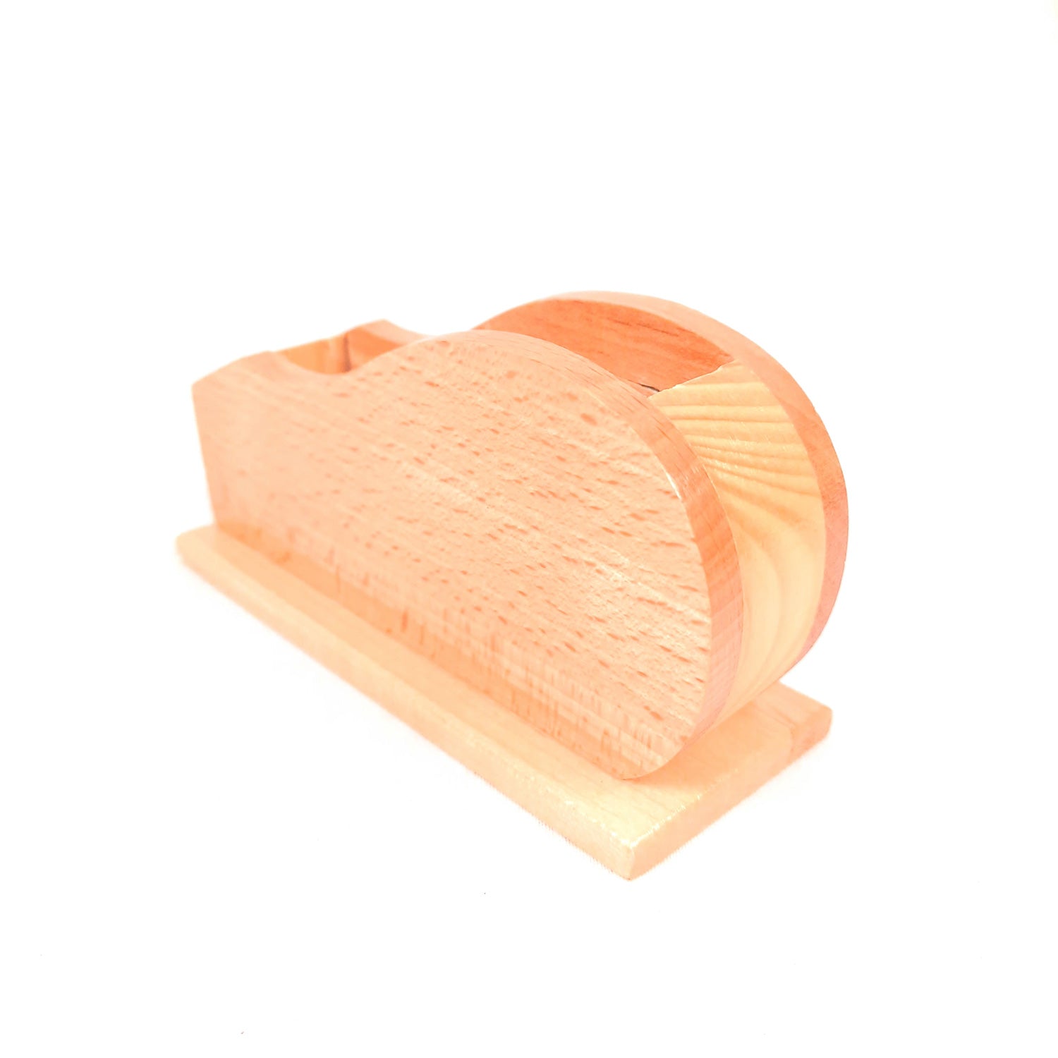 Pen Holder - Best Wishes Design With Laughing Buddha Showpiece | Wooden Stationary Organizers Stand - For Table, Desk Organizing, Home, Office Decor & Corporate Gifts - apkamart #Style_Design 3 With Clock