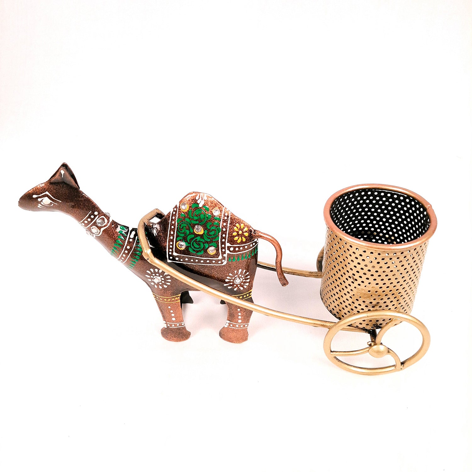 Pen Holder | Desk Organizer | Camel Cart Showpiece | Multipurpose Holders Stand - For Study Table, Desk Organizing, Home, Office Decor & Gifts - 11 Inch - Apkamart