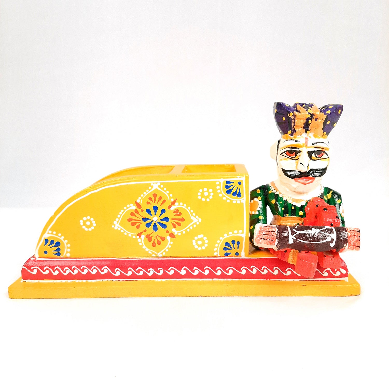 Pen Stand Cum Cutlery Holders | Multipurpose Organizers | Wooden Pencil Holder Stands - For Study Table, Desk, Stationary Gift, Home, Office Decor & Corporate Gifting - 9 Inch - Apkamart #Colour_Yellow