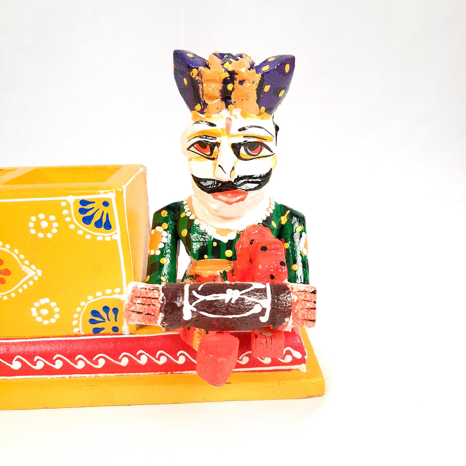 Pen Stand Cum Cutlery Holders | Multipurpose Organizers | Wooden Pencil Holder Stands - For Study Table, Desk, Stationary Gift, Home, Office Decor & Corporate Gifting - 9 Inch - Apkamart #Colour_Yellow