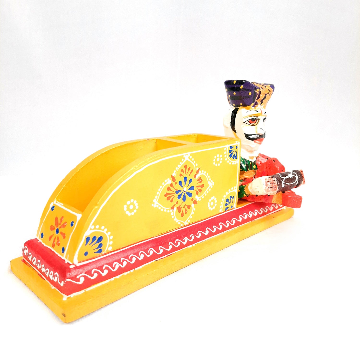 Pen Stand Cum Cutlery Holders | Multipurpose Organizers | Wooden Pencil Holder Stands - For Study Table, Desk, Stationary Gift, Home, Office Decor & Corporate Gifting - 9 Inch - Apkamart #Colour_Yellow