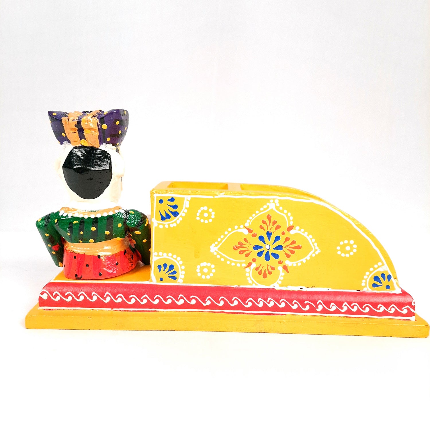 Pen Stand Cum Cutlery Holders | Multipurpose Organizers | Wooden Pencil Holder Stands - For Study Table, Desk, Stationary Gift, Home, Office Decor & Corporate Gifting - 9 Inch - Apkamart #Colour_Yellow