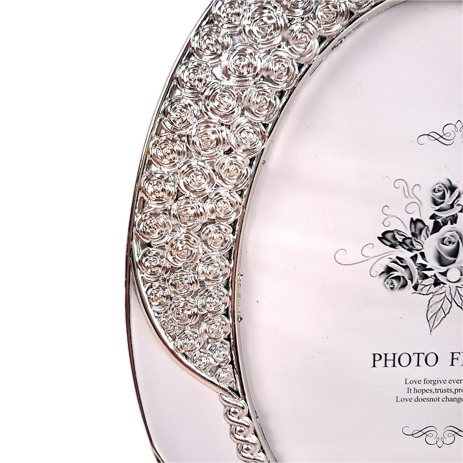 Table Photo Frame | Designer Oval Silver Picture Frames - For Home Decor, Office Desk, Bedroom & Living Room - 11 Inch - Apkamart #Style_Design 3