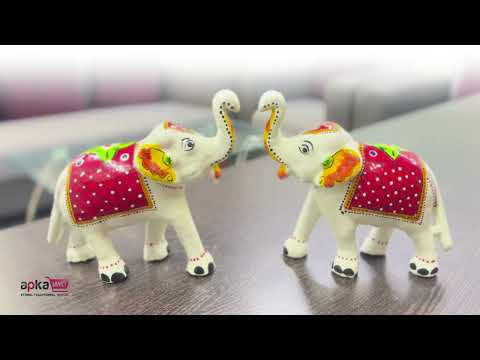 Elephant Statue Showpiece | Trunk Up Elephant Figurine - For Vastu, Good Fortune, Home, Table Decor, Living Room, Office & Gift - 7 inch - Apkamart