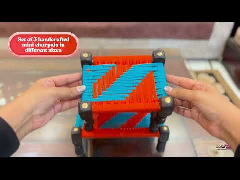 Charpai Khaat Bed Miniature | Wood & Jute Small Chaarpai Cot - for Ladoo Gopal Ji, Home Decor, For keeping God Showpiece | Kids Toys Gift (Pack of 3) - Apkamart #Style_Design 1