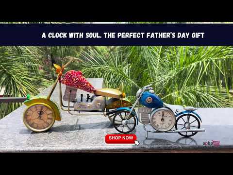 Table Clock Cum Bike Showpiece | Desk Clock | Watch For Shelf & Office tables - For Home, Living Room, Study Table, Desk, Office Decor & Gifts - 12 Inch - apkamart #Color_Blue