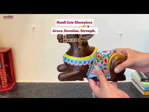 Nandi Cow Idol | Shiva Nandi Bull Statue Murti - for Home, Mandir, Puja, Temple, Office Decor & Gift - 9 Inch - Apkamart #Style_Design 2