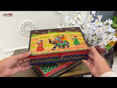 Jewellery Box | Decorative Wooden Jewelry Box | Multi-Purpose Storage Box - for Home, Dressing Table Decor, Storage & Gifts - 10 Inch (Pack of 2) - Apkamart