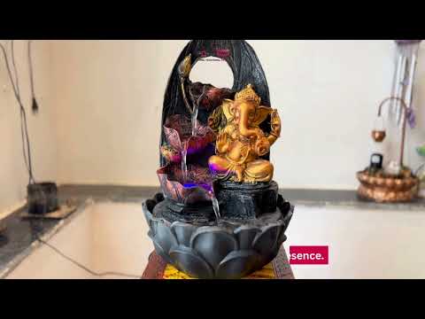 Water Fountains with LED Lights - Ganesh Design | Indoor Table Top Waterfall Fountain |  Water fall For Vastu - For Tabletop, Living Room, Garden, Office, Home Decoration & Gifts - 8 inch - Apkamart #Style_Design 1