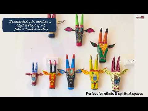 Wooden Cow Head Wall Hanging | Nandi Bull face With Detachable Ears Wall Decor - For Home, Living Room, Entrance, Puja Room & Gifts - 15 Inch - Apkamart #Style_Design 2